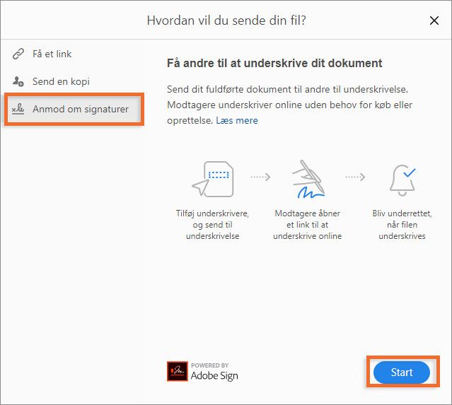 Send dokumentet for at indhente signaturer fra andre