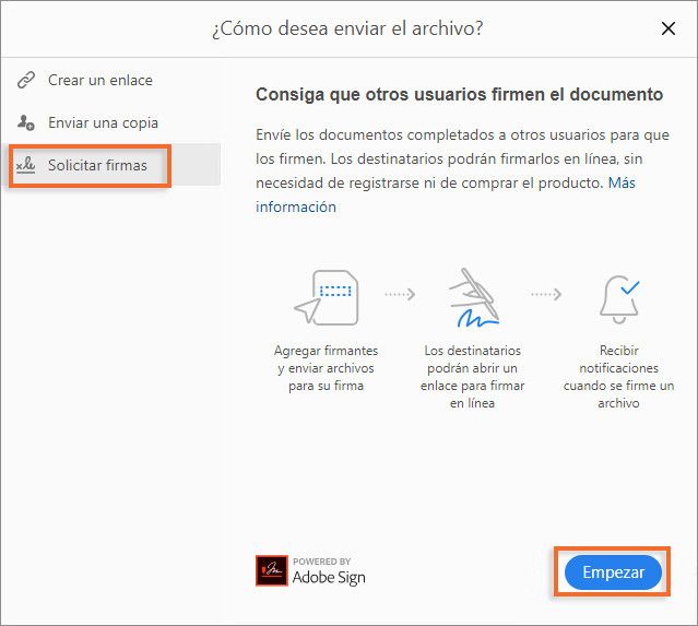 Enviar el documento para obtener firmas de otros