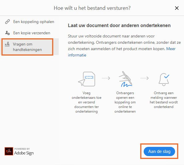 Het document verzenden om handtekeningen van anderen te verkrijgen