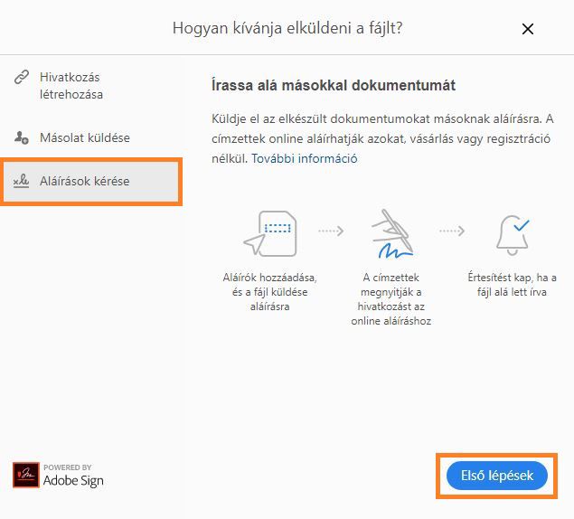 Dokumentum küldése mások általi aláírásra