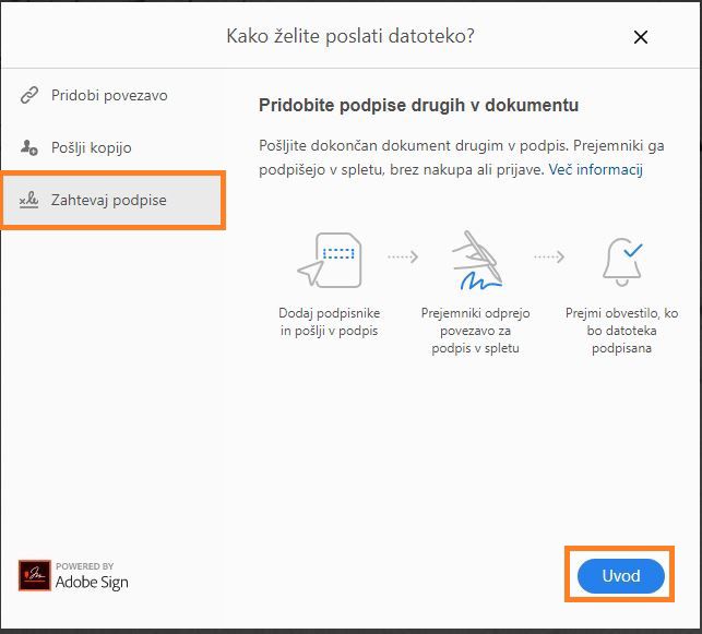 Pošljite dokument, da pridobite podpise drugih oseb