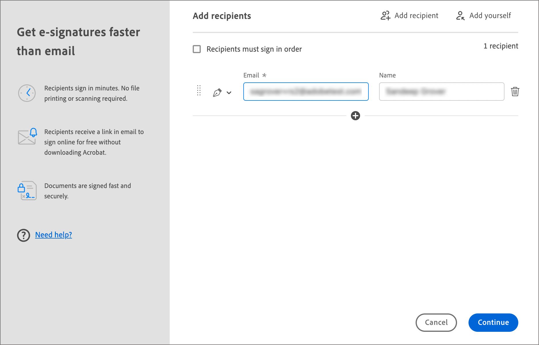 Trenutna izkušnja z zahtevanjem podpisov