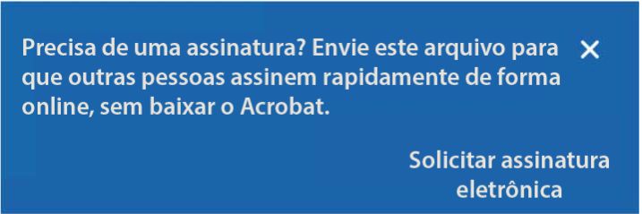 Aviso para Solicitar assinaturas eletrônicas