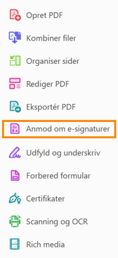 Adobe Sign omdøbt til værktøjet Anmod om signaturer