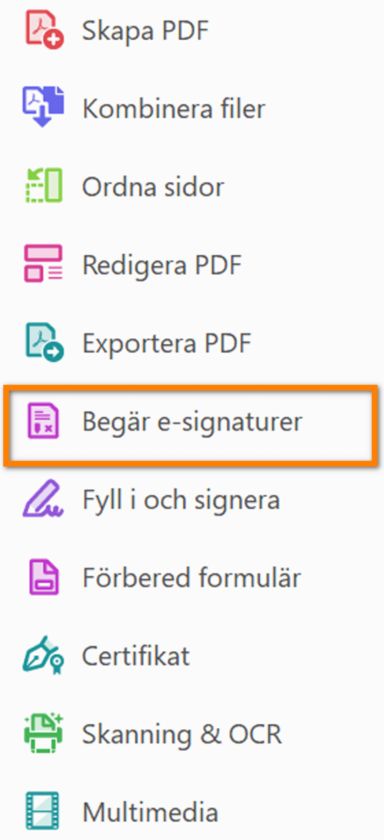 Adobe Sign har bytt namn till verktyget Begär signaturer