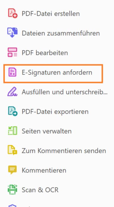 Adobe Sign umbenannt in Tool „Signaturen anfordern“