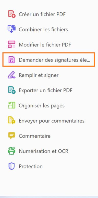 Outil Demander des signatures après le changement de nom d’Adobe Sign