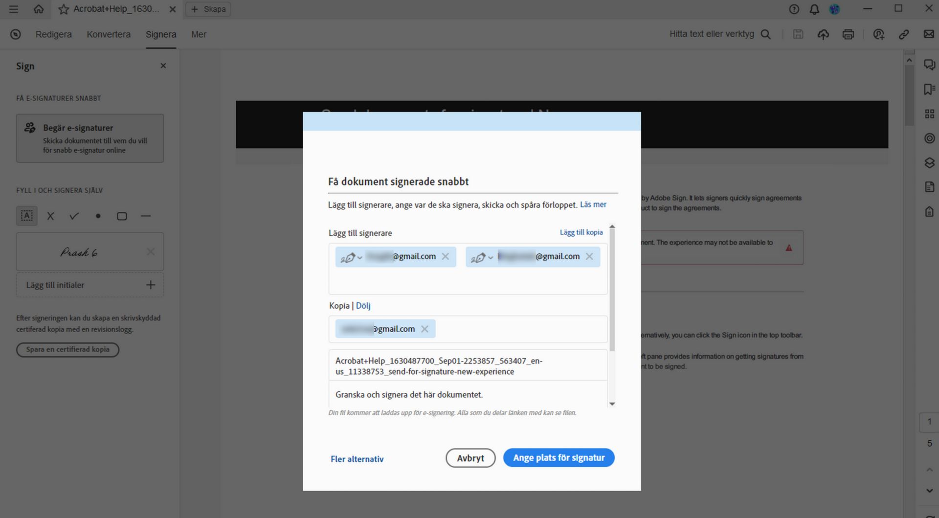 Verktyget Begär signaturer