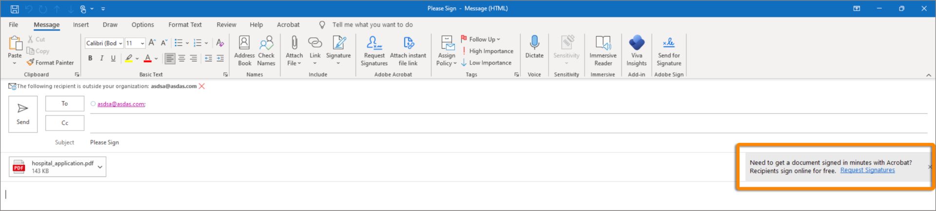 서명 요청 프롬프트