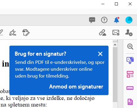 Kontekstuelt tip: Anmoder om signaturer