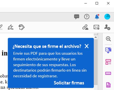 Sugerencia contextual de solicitud de firmas