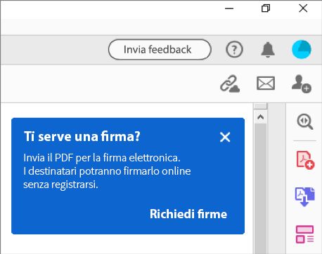 Suggerimento contestuale per Richiedi firme