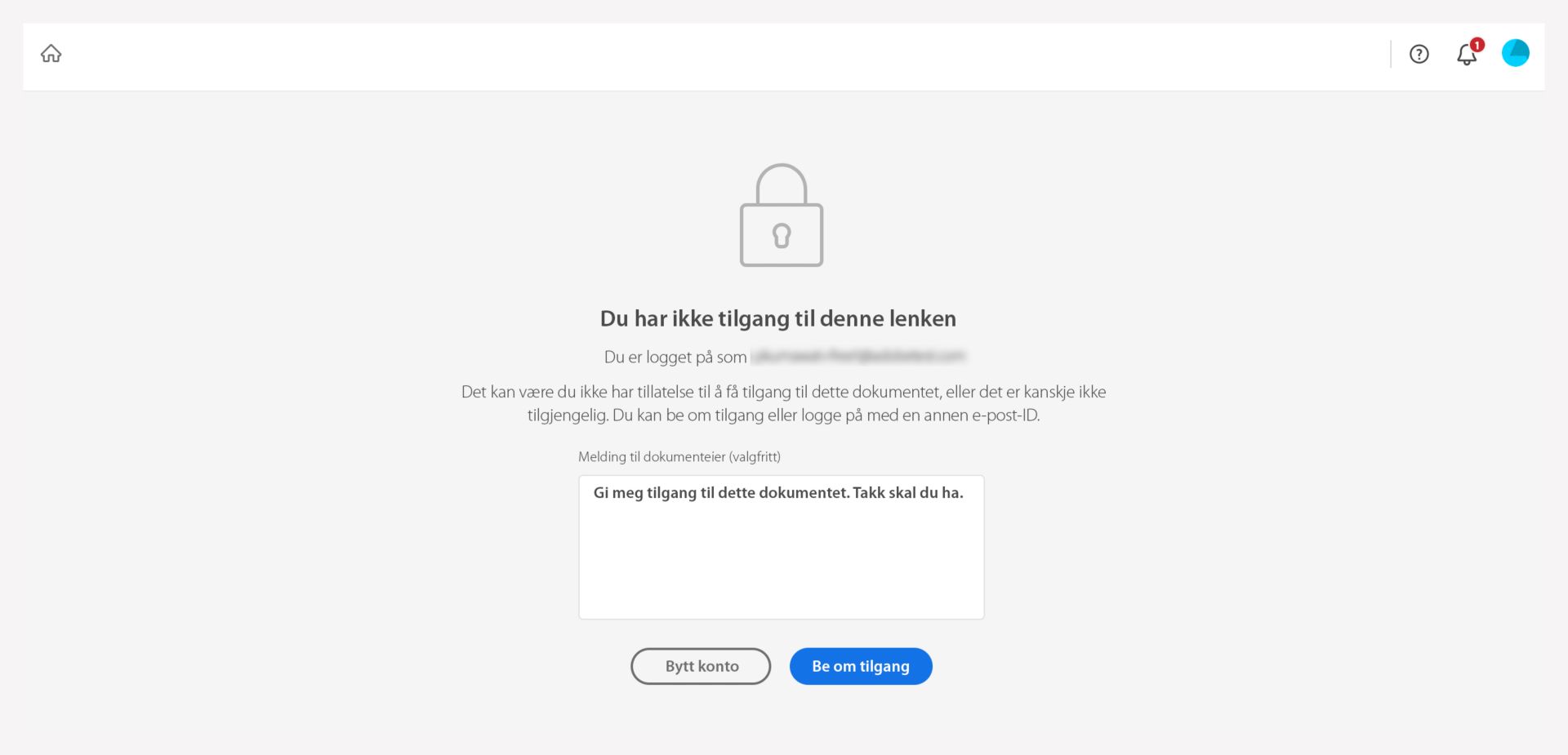 Be om tilgang til den delte filen