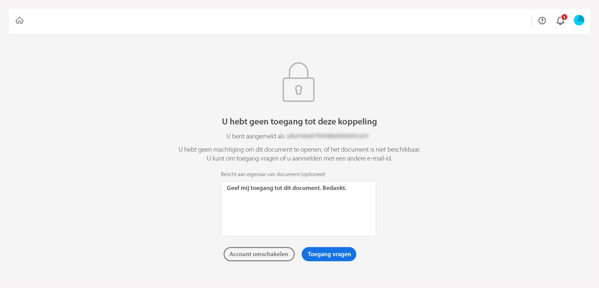Toegang aanvragen tot het gedeelde bestand