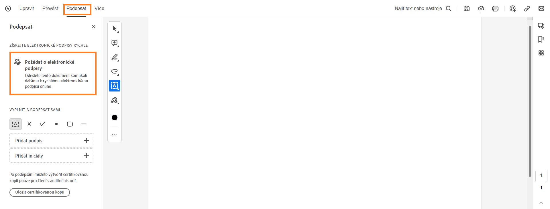 Požádejte o elektronické podpisy