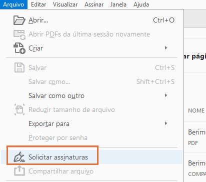 Solicitar assinaturas