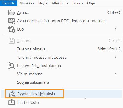 Pyydä allekirjoituksia