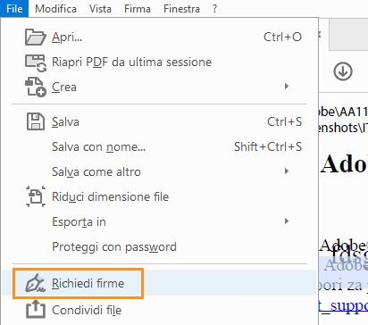 Opzione Richiedi firme