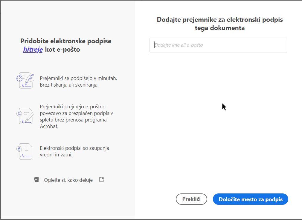 Dodajanje prejemnikov