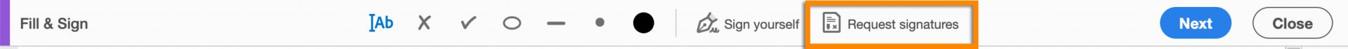 انقر فوق Next في شريط الأدوات Fill & Sign