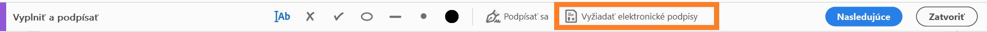 Kliknite na položku Ďalej na paneli s nástrojmi Vyplniť a podpísať