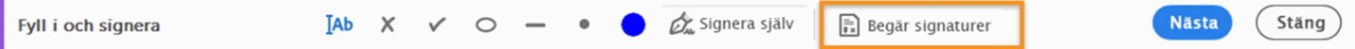 Klicka på Nästa i verktygsfältet Fill & Sign