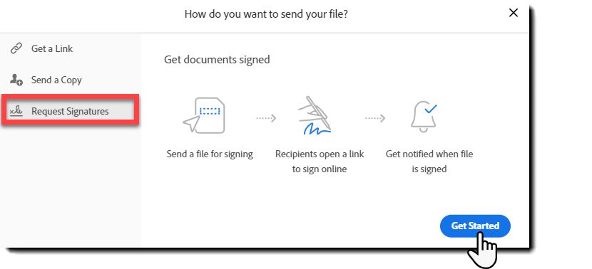 Send dokumentet for å få signaturer fra andre.
