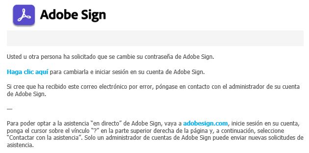 Correo electrónico para cambiar la contraseña