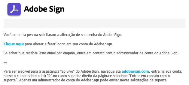 Email de alteração de senha