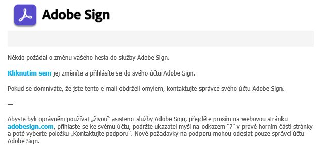 E-mail ke změně hesla