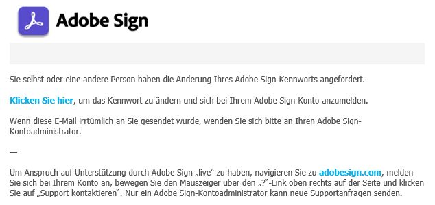 E-Mail „Kennwort ändern“