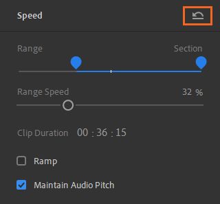 클립에서 속도 조정 제거