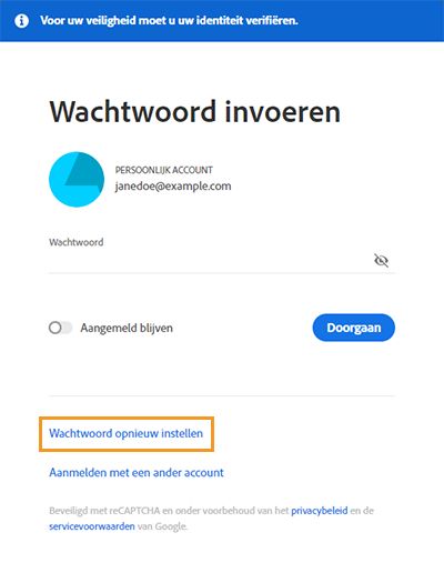 Wachtwoord opnieuw instellen