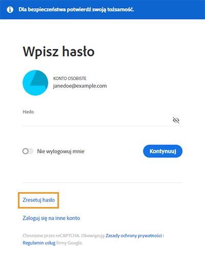 Zresetuj hasło