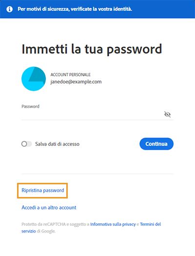 Ripristina password