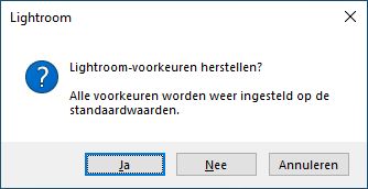 Lightroom-voorkeuren opnieuw instellen