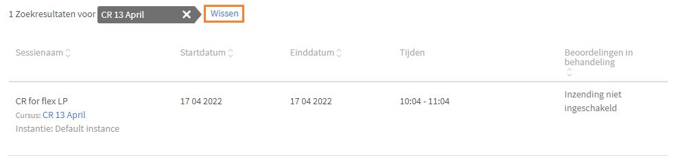 Zoekfilter opnieuw instellen