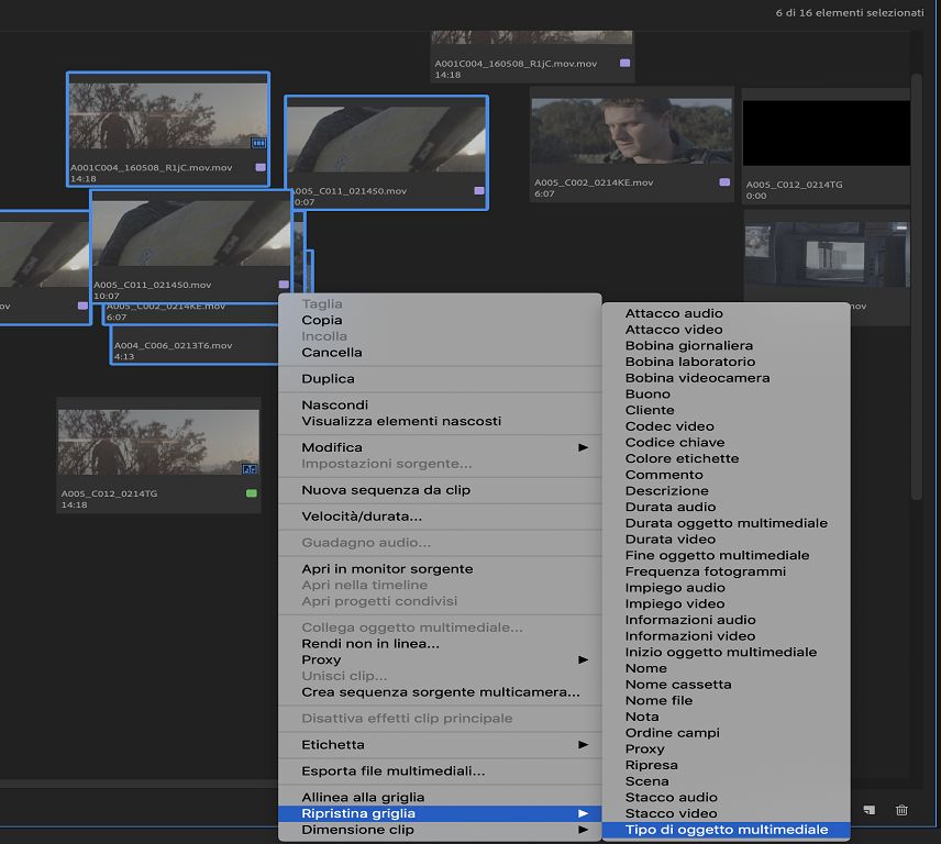 Ripristina clip alla griglia