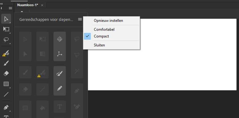 Werkbalk opnieuw instellen