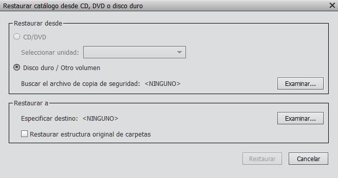Restauración de un catálogo