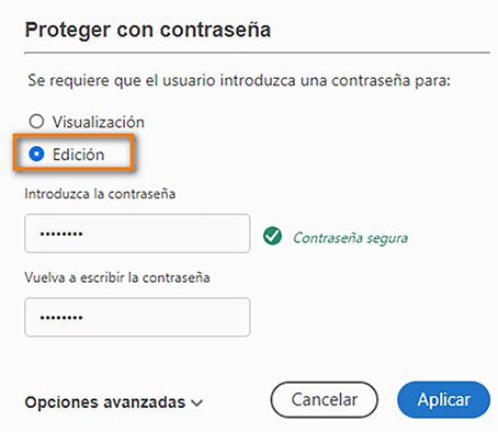 Restringir la edición