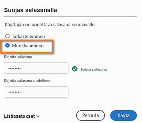 Rajoita muokkausta