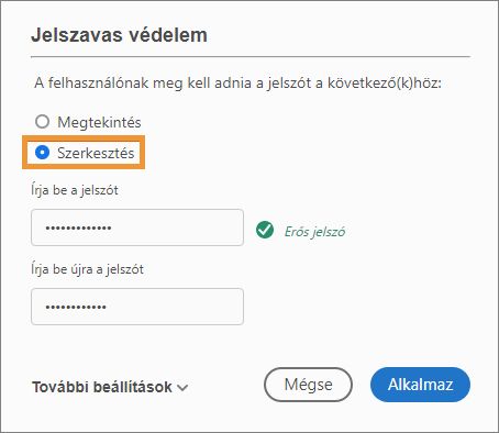 Szerkesztés korlátozása