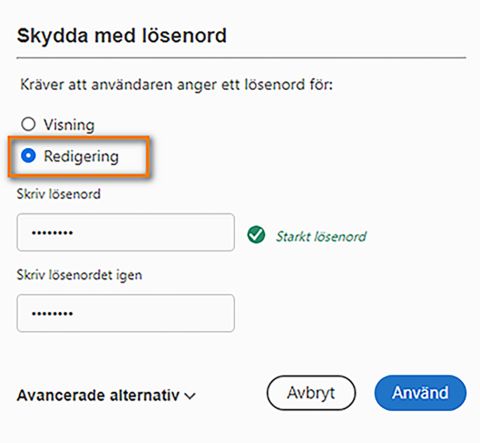 Begränsa redigering