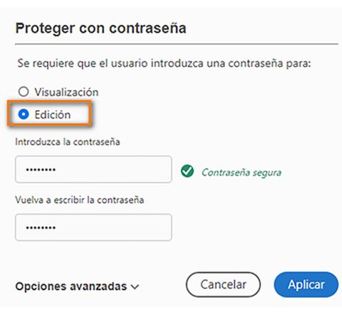 Restringir la edición