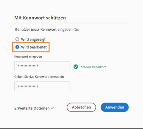 Bearbeitung beschränken