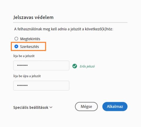 Szerkesztés korlátozása