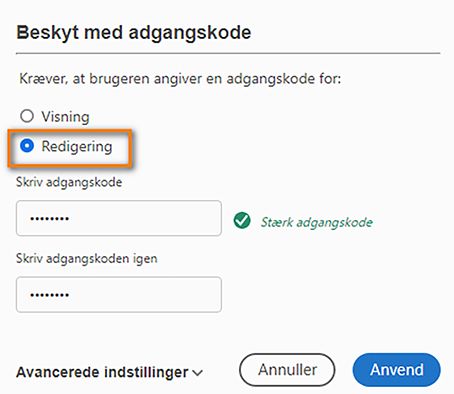 Begræns redigering