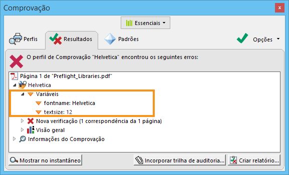 Valor da variável em Comprovação: resultados