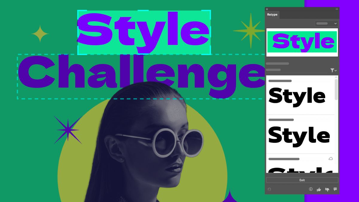 Retype panel showing matching fonts for the text detected in the image.